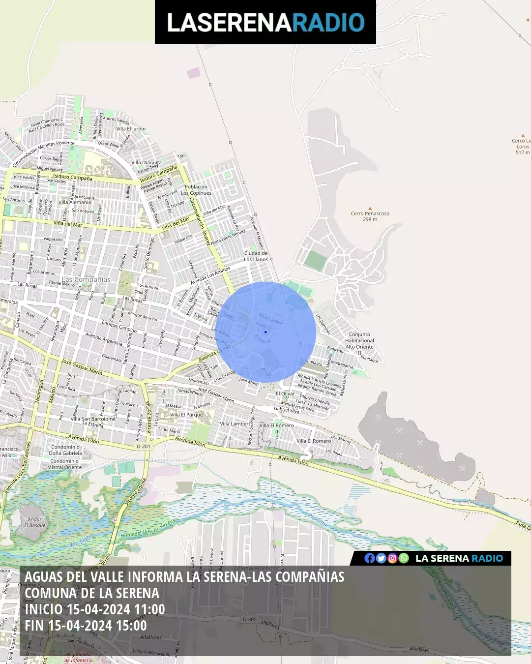 Corte de suministro de agua potable en La Serena