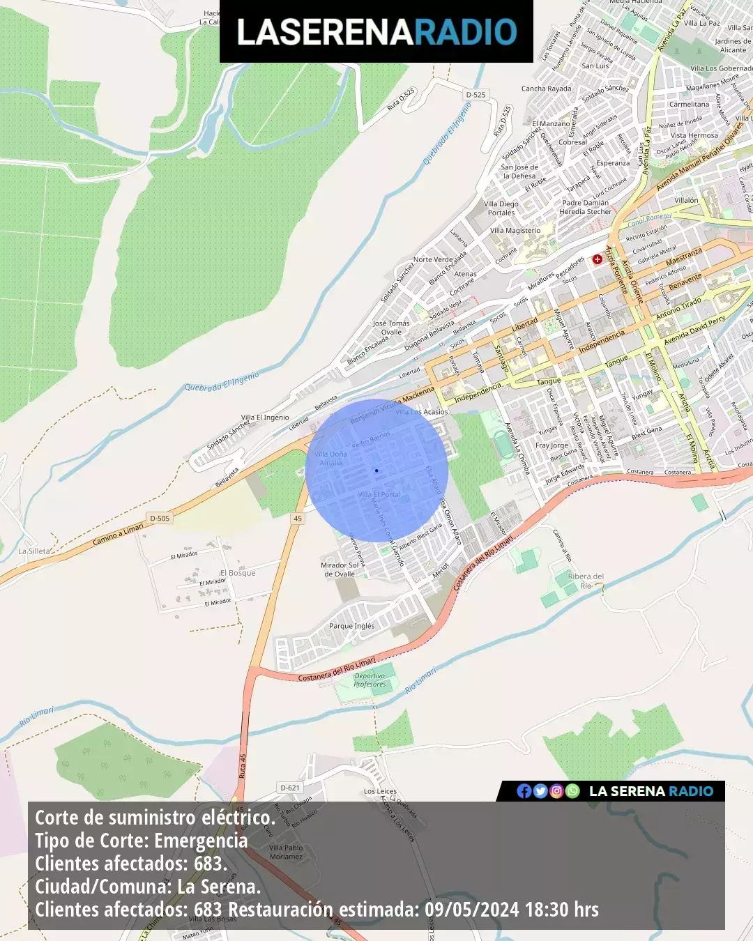 Corte de suministro de agua potable en Ovalle