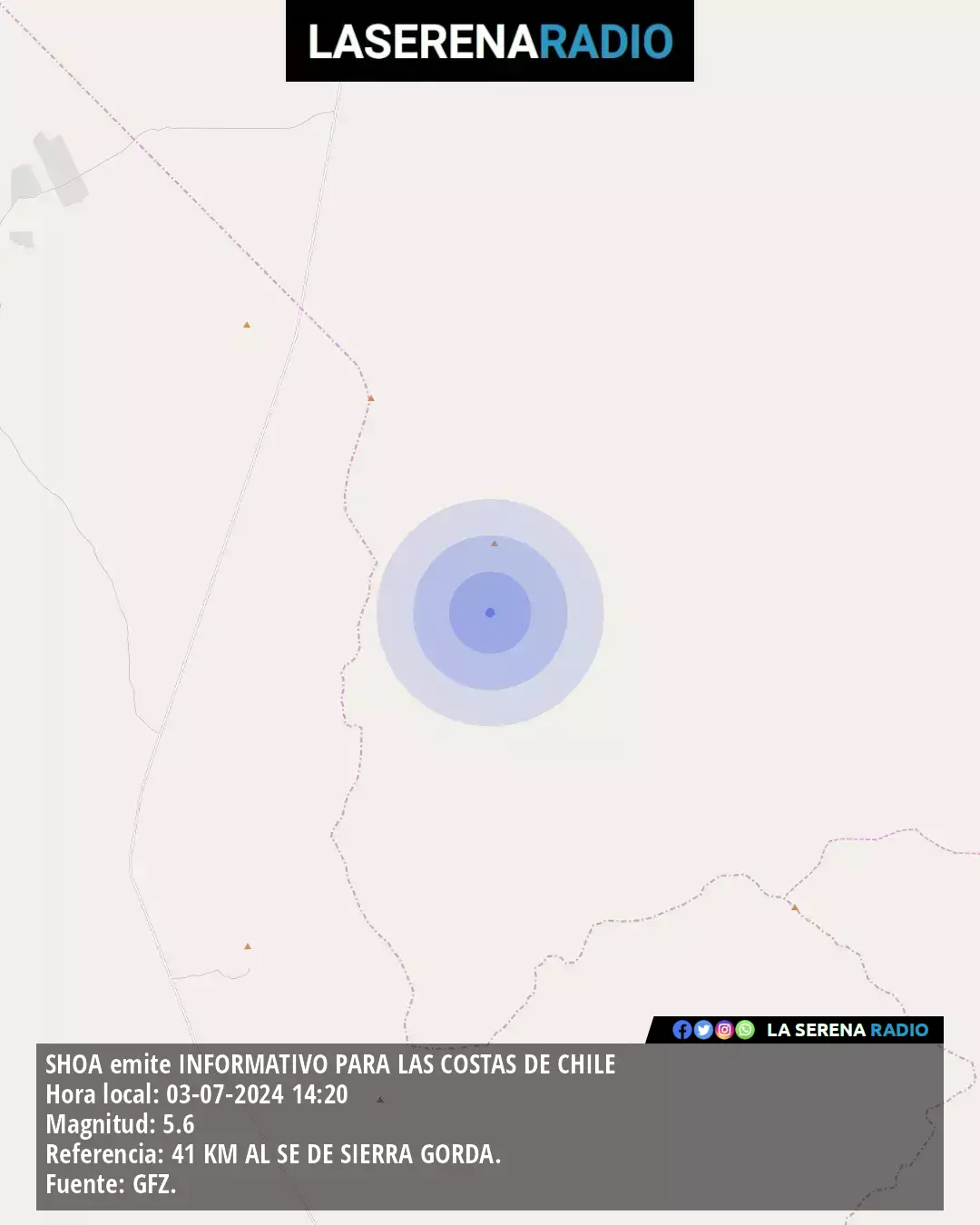 Sismo de mediana intensidad a 57 kilómetros al este de Sierra Gorda