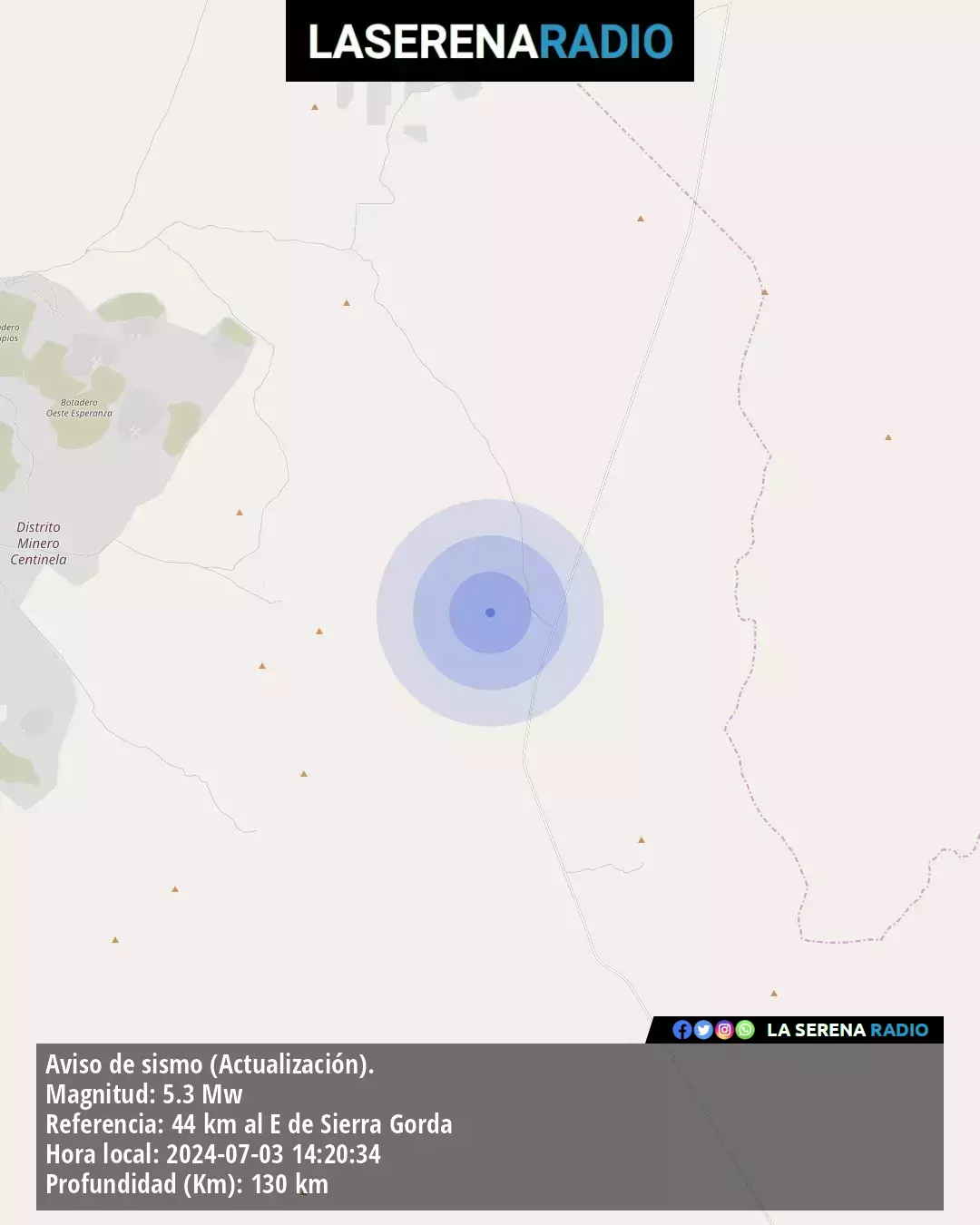 Sismo de mediana intensidad a 44 kilómetros al este de Sierra Gorda