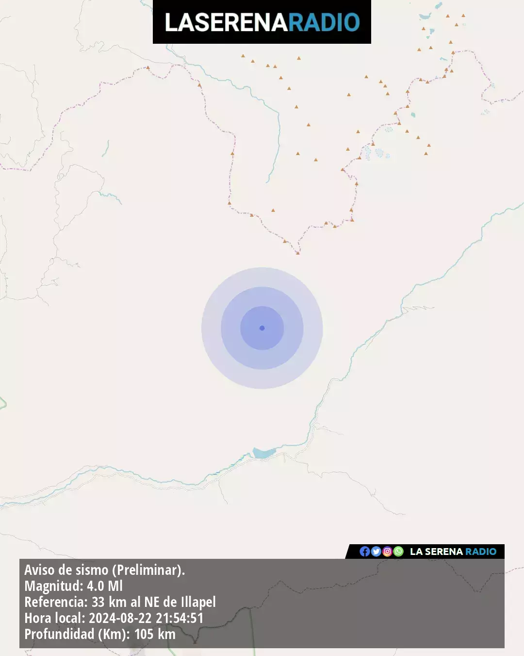 Sismo de mediana intensidad a 33 kilómetros al noreste de Illapel